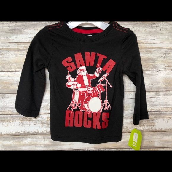 Crazy 8 Boys Christmas Santa Rocks T-Shirt - Picture 1 of 4